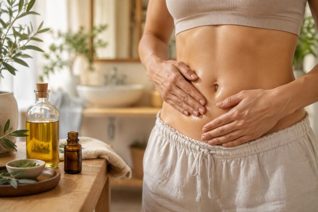 découvrez comment utiliser les huiles essentielles en massage et adopter des astuces naturelles pour favoriser un ventre plus plat.