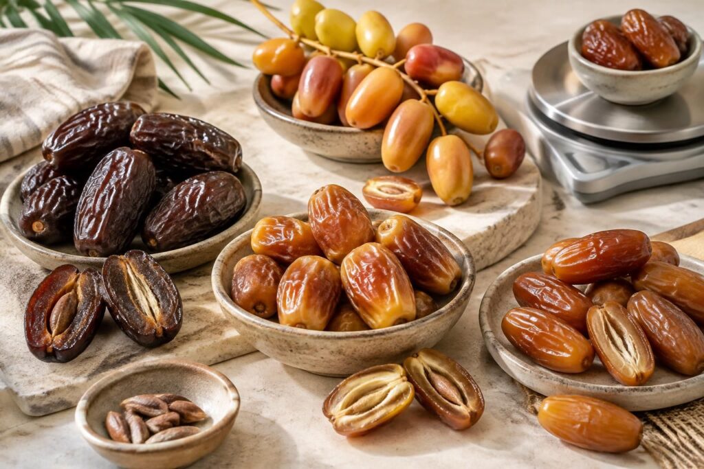 Calorie datte : valeurs pour dattes Medjoul, Sukari, Deglet Nour et fraîches