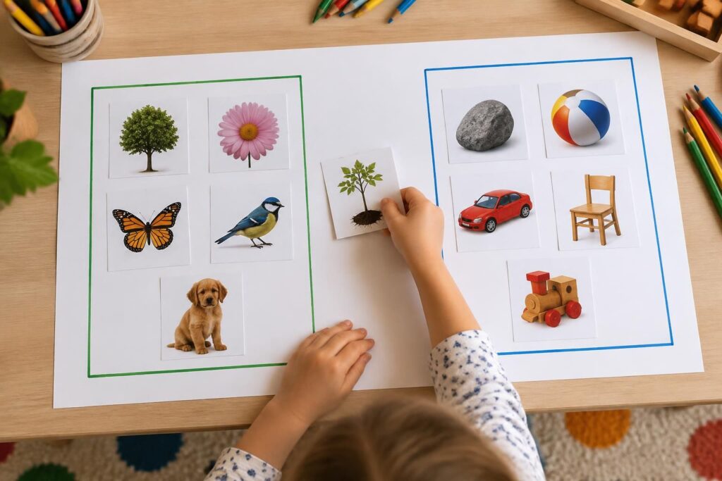 Living worksheets pour comprendre les living and nonliving things en anglais